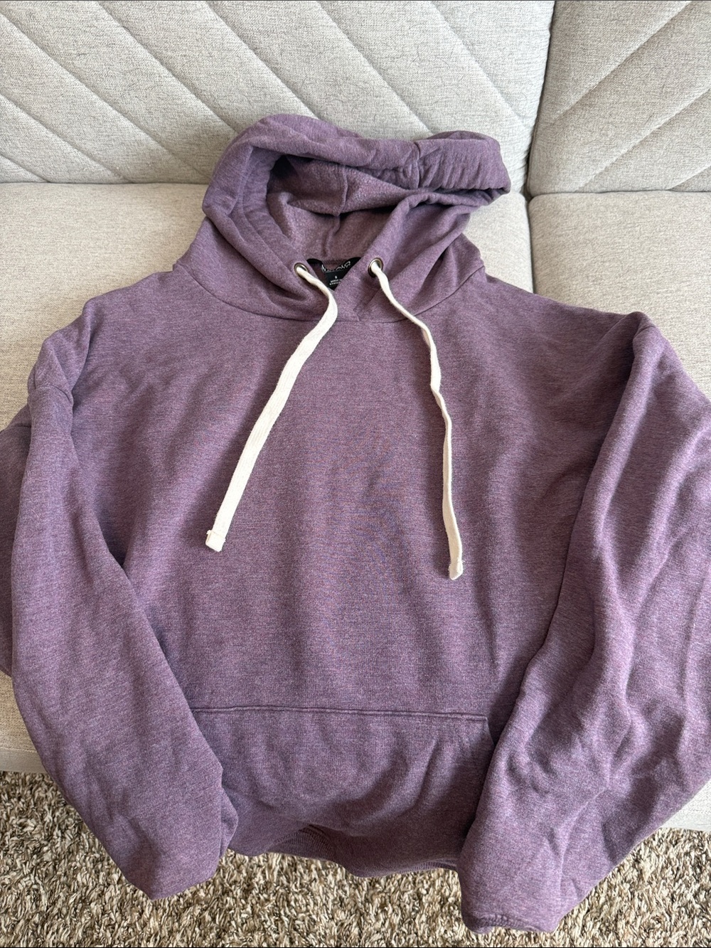 Buffalo David Bitton Heather Purple Pullover Hoodie with Cream Drawstrings